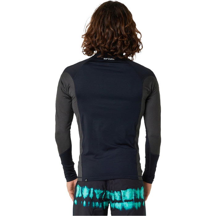 2024 Rip Curl Mens Waves UPF Leistung Langarm Rash Vest 141MRV - schwarz